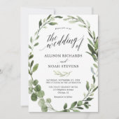 Invitation Eucalyptus verdure simple mariage élégant (Devant)
