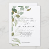 Invitation Eucalyptus Verdure Succulent Elégant Mariage Invi (Devant / Derrière)