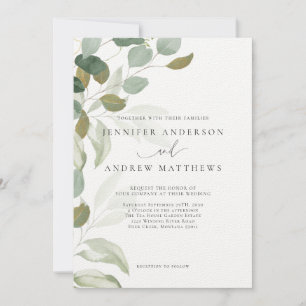 Invitation Eucalyptus Verdure Succulent Elégant Mariage Invi