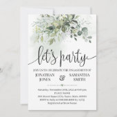 Invitation Eucalyptus verdure succulent fiançailles de fête (Devant)