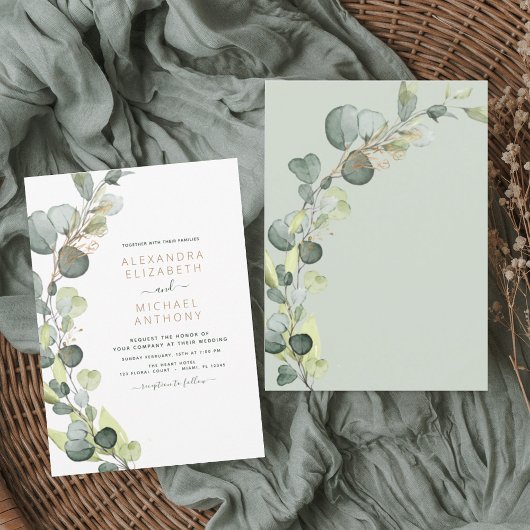 Invitation Eucalyptus Verdure Succulent Mariage élégant