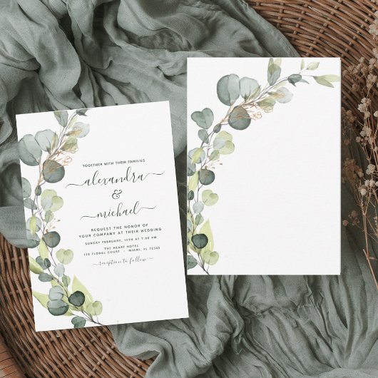Invitation Eucalyptus Verdure Succulent Mariage élégant