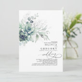 Invitation Eucalyptus Verdure Succulents et Mariage d'argent (Debout devant)