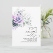 Invitation Eucalyptus Verdure Succulents et Mariage d'argent (Debout devant)