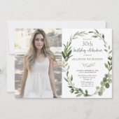 Invitation Eucalyptus verdure tout âge adulte photo d'anniver (Devant)