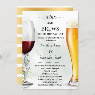 Invitation Eucalyptus Verdure Vin et brasse Couples Douche