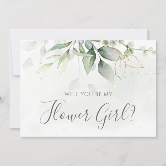 Invitation Eucalyptus Verdure Vous Serez Ma Fille Fleur (Devant)