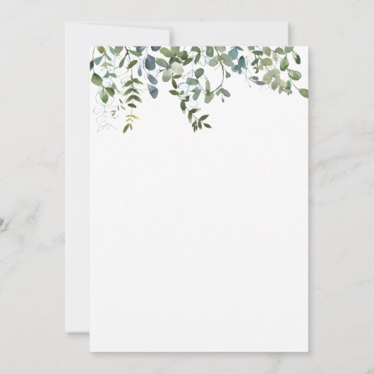 Invitation Eucalyptus Verdure Wreath Cross Baptême (Dos)