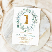 Invitation Eucalyptus verdure Wreath Premier anniversaire