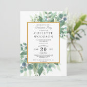 Invitation Eucalyptus Vert Aquarelle Graduation (Debout devant)