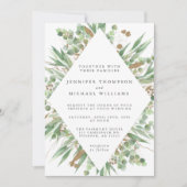 Invitation Eucalyptus Vert Aquarelle & Mariage Or (Devant)