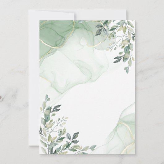 Invitation Eucalyptus Vert Aquarelle Partie Engagement Dans (Dos)