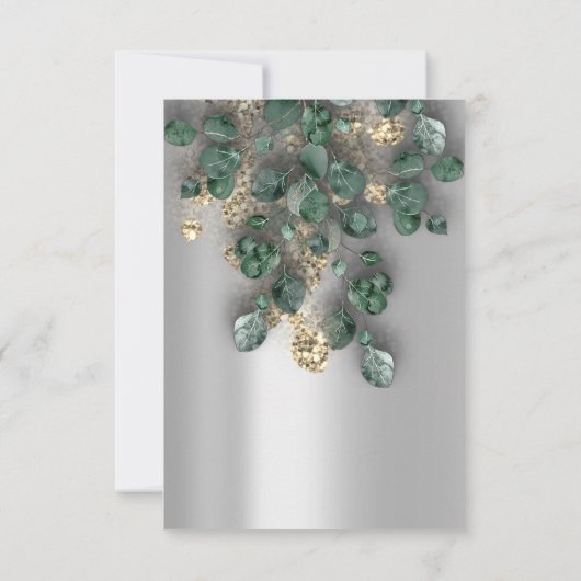 Invitation Eucalyptus Vert Argent Parties scintillant Or Foil (Dos)