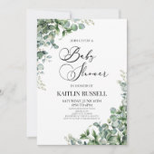 Invitation Eucalyptus vert Baby shower botanique (Devant)