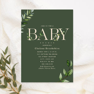 Invitation Eucalyptus Vert Beige Baby shower neutre