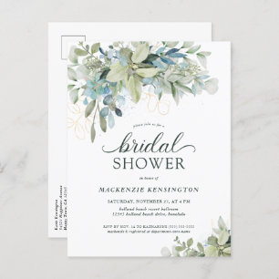 Invitation Eucalyptus Vert Bleu Douche nuptiale