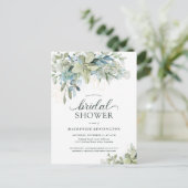 Invitation Eucalyptus Vert Bleu Douche nuptiale (Debout devant)