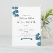 Invitation Eucalyptus vert bleu feuille élégant rustique (Debout devant)