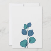Invitation Eucalyptus vert bleu feuille élégant rustique (Dos)