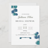 Invitation Eucalyptus vert bleu feuille élégant rustique (Devant / Derrière)