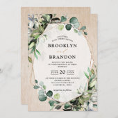 Invitation Eucalyptus Vert Bois moderne Mariage géométrique (Devant / Derrière)