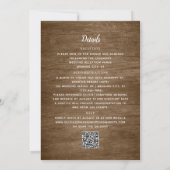 Invitation Eucalyptus Vert Bois rustique QR Code Mariage (Dos)