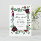 Invitation Eucalyptus Vert Bourgogne Floral Graduation (Debout devant)