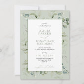 Invitation Eucalyptus vert classe mariage moderne (Devant)