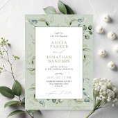 Invitation Eucalyptus vert classe mariage moderne
