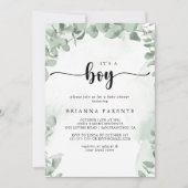 Invitation Eucalyptus vert classique C'est un Baby shower gar (Devant)
