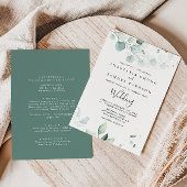 Invitation Eucalyptus vert d'été Mariage avant et arrière