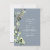 Invitation Eucalyptus Vert Dusty Bleu Élégant Mariage (Devant)
