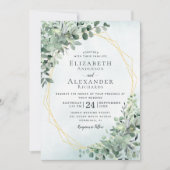 Invitation Eucalyptus Vert Dusty Bleu Élégant Mariage (Devant)