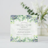 Invitation Eucalyptus Vert Dusty Blue Floral Mariage (Debout devant)
