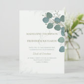 Invitation Eucalyptus Vert Elégant Feuilles d'aquarelle (Debout devant)