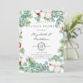 Invitation Eucalyptus vert et Couples en coton Douche (Debout devant)