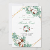 Invitation Eucalyptus vert et Fête des mariées en coton (Devant)