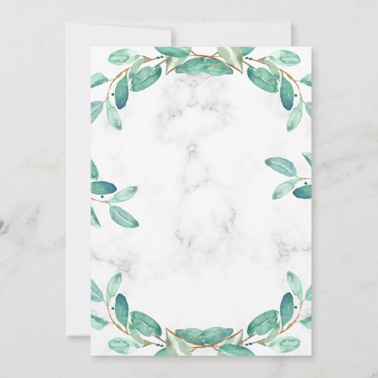 Invitation Eucalyptus vert et marbre | Mariage (Dos)
