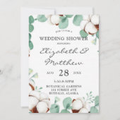 Invitation Eucalyptus vert et Wedding shower de coton (Devant)