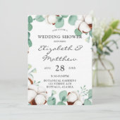 Invitation Eucalyptus vert et Wedding shower de coton (Debout devant)