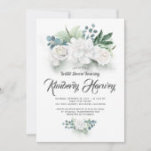 Invitation Eucalyptus Vert Fête des mariées florale blanche (Devant)