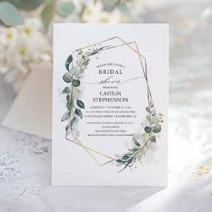 Invitation Eucalyptus Vert Fête des mariées géométrique moder