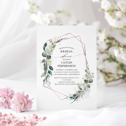 Invitation Eucalyptus Vert Fête des mariées géométrique moder