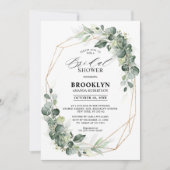 Invitation Eucalyptus Vert Fête des mariées géométrique rusti (Devant)
