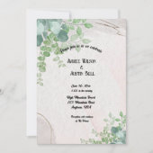 Invitation Eucalyptus vert Feuilles sur Grey (Devant)