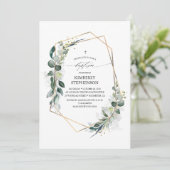 Invitation Eucalyptus Vert Géométrique Moderne Baptême (Debout devant)