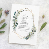 Invitation Eucalyptus Vert Géométrique Moderne Baptême