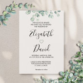 Invitation Eucalyptus vert main-tiré coeur