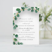 Invitation Eucalyptus Vert Mariage Blanc Douce 16e (Debout devant)