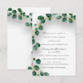 Invitation Eucalyptus Vert Mariage Blanc Douce 16e (Devant / Derrière)